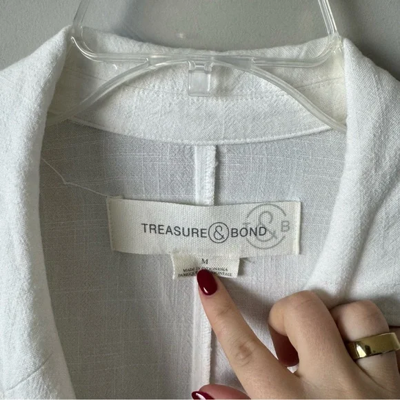 Treasure & Bond Bouncy Oversized Linen Cotton Blend Blazer Top - Picture 4 of 7